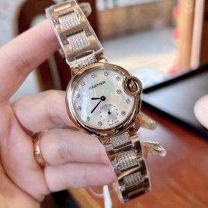 Cartier Ballon Bleu 33mm Replica Horloge - AAA Kwaliteit met Diamanten 1123165968 - front view
